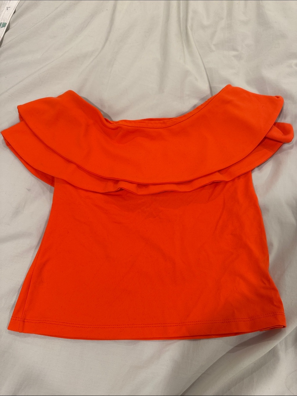 Susana Monaco Coral Off-Shoulder Ruffle Top (Size L)